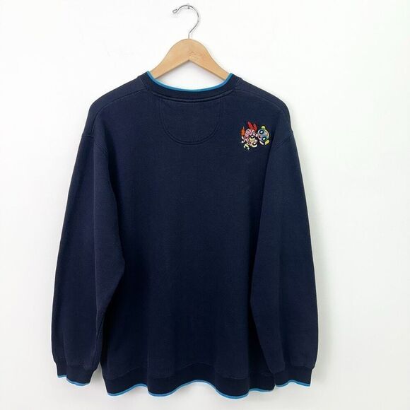 Cartoon Network Powerpuff Girls Vintage 2000 Y2K Navy Embroidered Crewneck Sweat - Picture 2 of 11